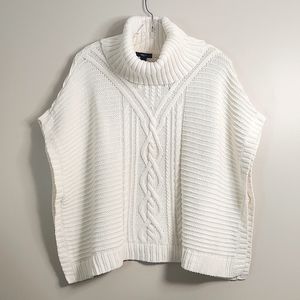 GapKids Oversized Off-White Cable Knit Turtleneck Poncho, Size XXL ~ EUC